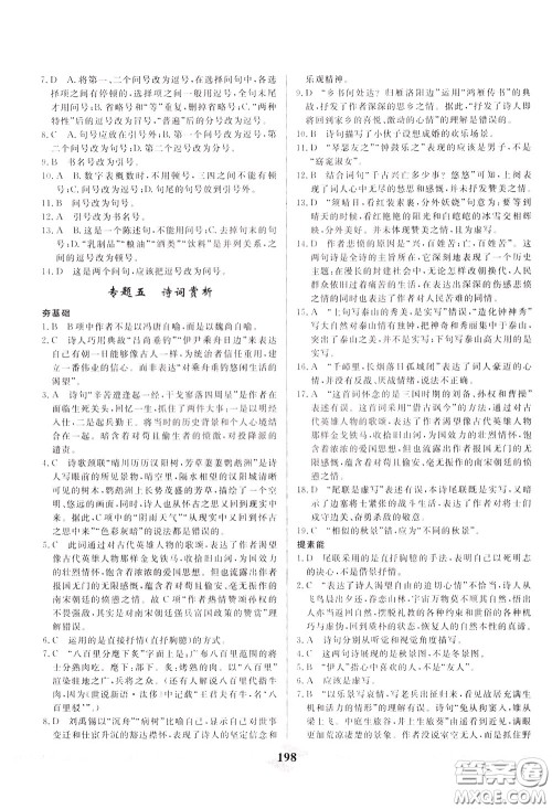 天津人民出版社2020年一飞冲天中考专项精品试题分类语文参考答案
