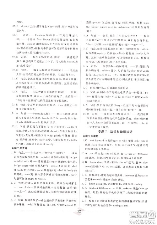 天津人民出版社2020年一飞冲天中考专项精品试题分类英语参考答案 天津人民出版社2020年一飞冲天中考专项精品试题分类英语参考答案