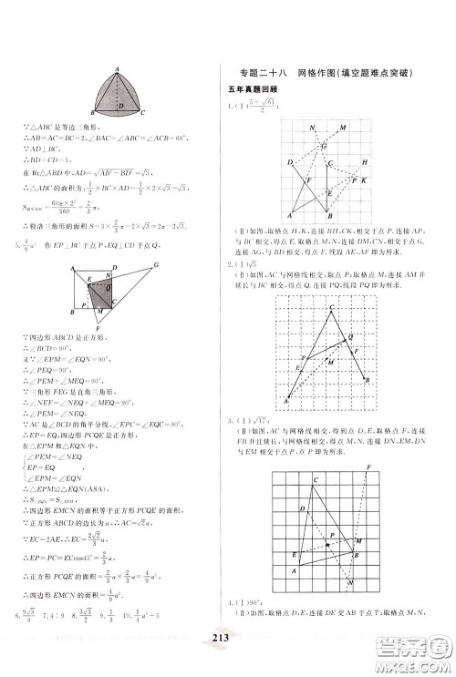 天津人民出版社2020年一飞冲天中考专项精品试题分类数学参考答案