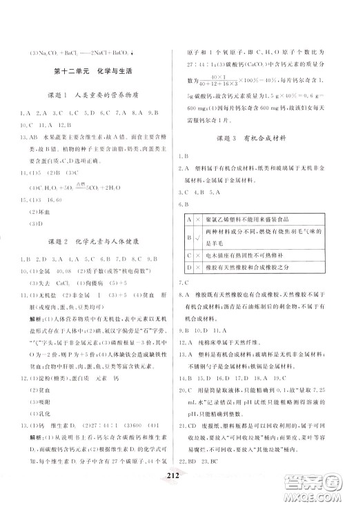 天津人民出版社2020年一飞冲天中考专项精品试题分类化学参考答案