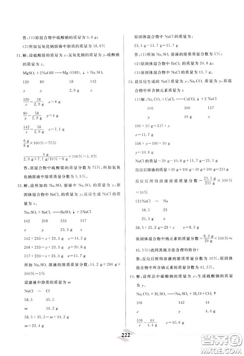 天津人民出版社2020年一飞冲天中考专项精品试题分类化学参考答案