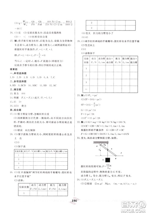 天津人民出版社2020年一飞冲天中考专项精品试题分类物理参考答案