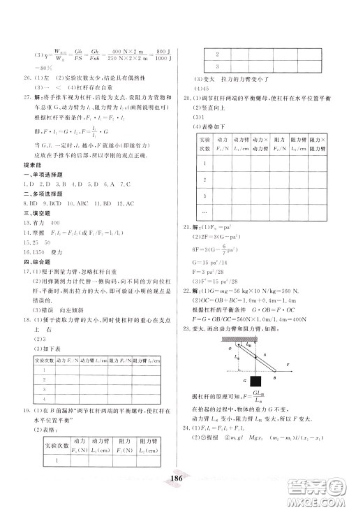 天津人民出版社2020年一飞冲天中考专项精品试题分类物理参考答案