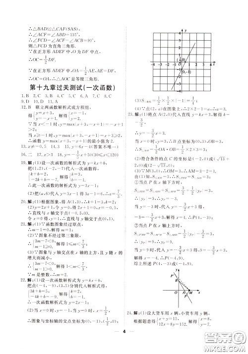 2020年一飞冲天小复习八年级下册数学参考答案