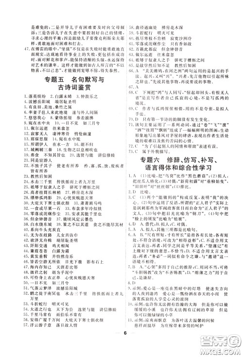 2020年一飞冲天小复习八年级下册语文参考答案 2020年一飞冲天小复习八年级下册语文参考答案