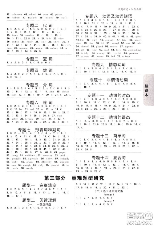 2020年万唯中考试题研究英语江西专版参考答案