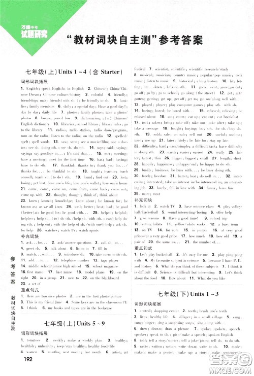 2020年万唯中考试题研究英语江西专版参考答案