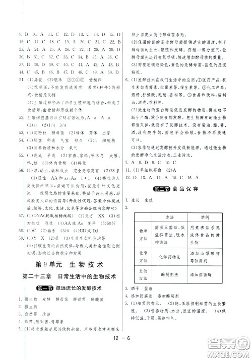 2020升级版1课3练单元达标测试生物学八年级下册JSJY江苏教育版参考答案 2020升级版1课3练单元达标测试生物学八年级下册JSJY江苏教育版参考答案