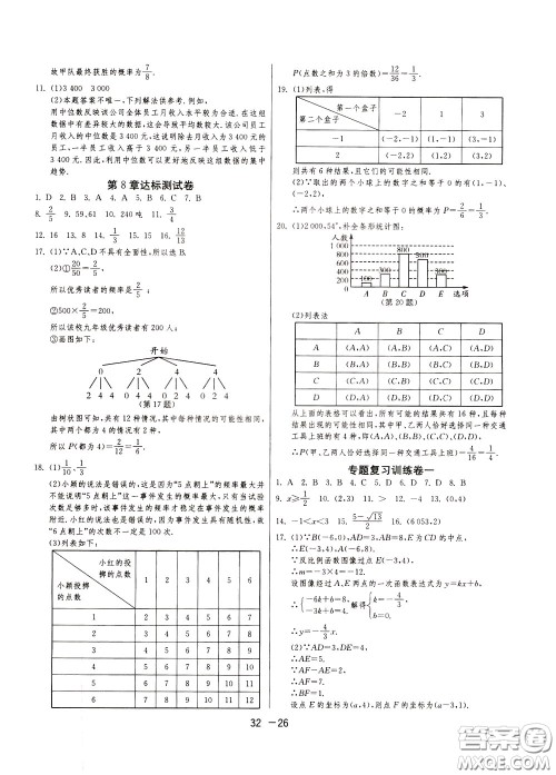 2020升级版1课3练单元达标测试数学九年级下册JSKJ江苏科教版参考答案