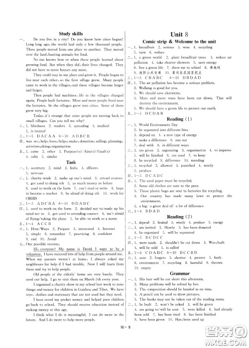 2020升级版1课3练单元达标测试英语八年级下册YL译林版参考答案 2020升级版1课3练单元达标测试英语八年级下册YL译林版参考答案