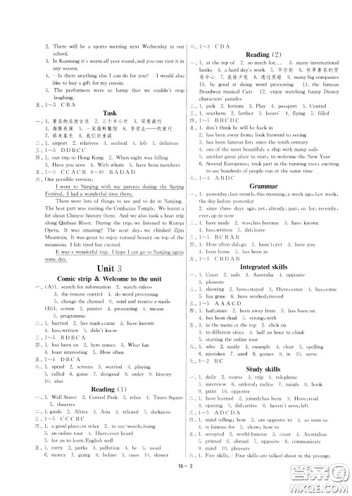 2020升级版1课3练单元达标测试英语八年级下册YL译林版参考答案 2020升级版1课3练单元达标测试英语八年级下册YL译林版参考答案