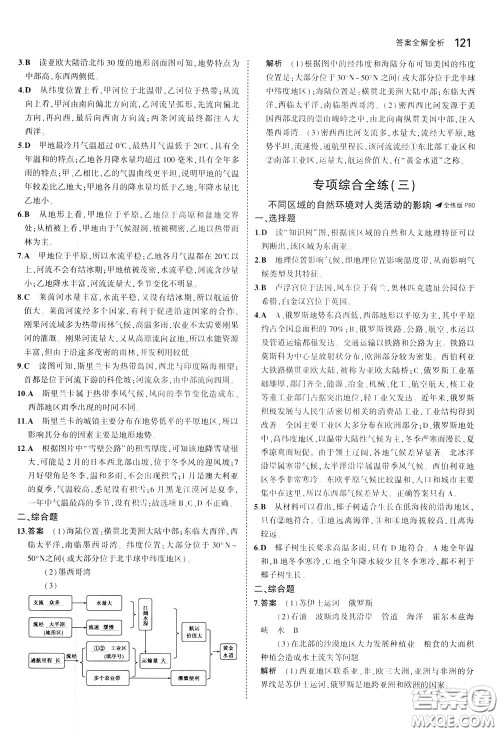 2020版5年中考3年模拟初中地理八年级下册全练版中图版北京专版参考答案 2020版5年中考3年模拟初中地理八年级下册全练版中图版北京专版参考答案