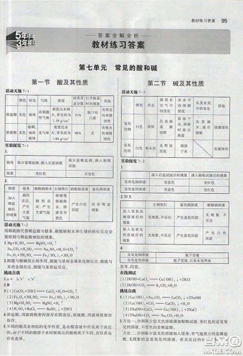 2020义务教育教科书54学制九年级化学下册鲁教版教材课后习题答案