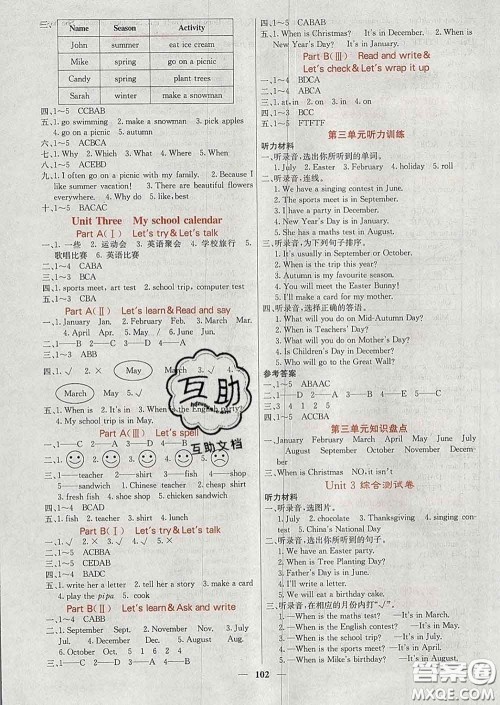 沈阳出版社2020春课堂点睛五年级英语下册人教版答案