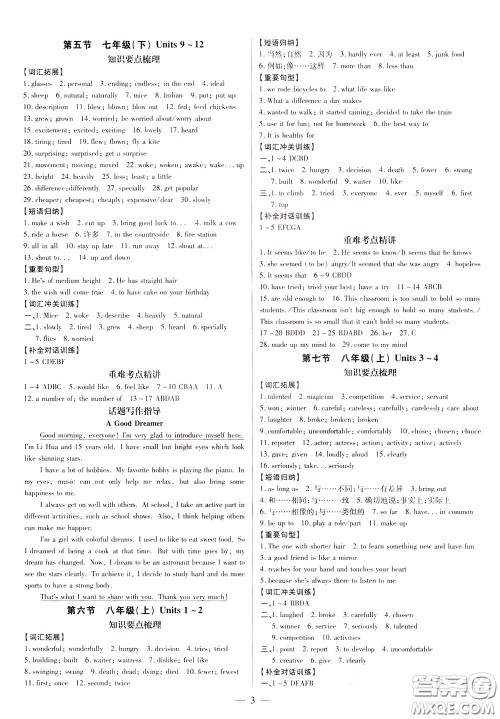 典学文化2020全新版领跑中考英语江西专用学生用书参考答案 典学文化2020全新版领跑中考英语江西专用学生用书参考答案