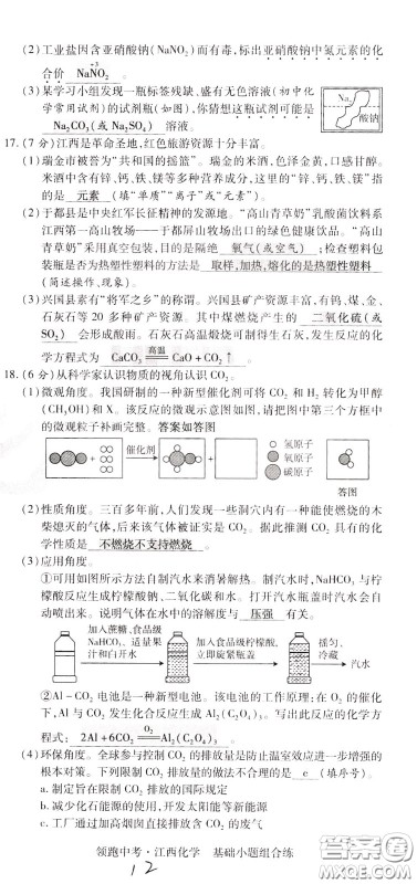 典学文化2020全新版领跑中考化学江西专用教师用书参考答案