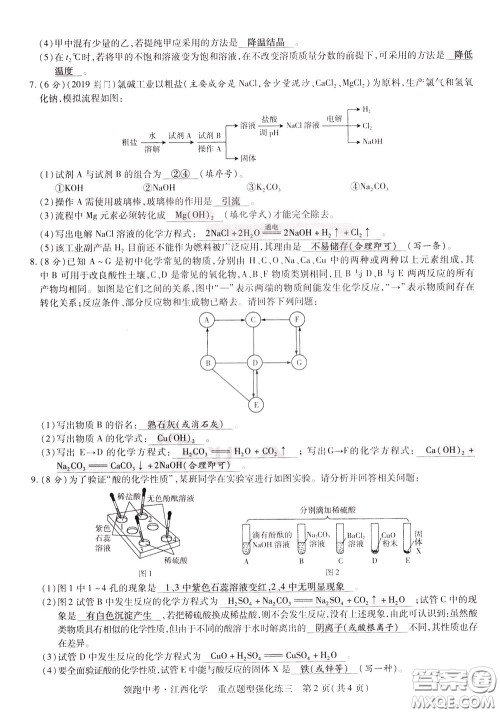 典学文化2020全新版领跑中考化学江西专用教师用书参考答案