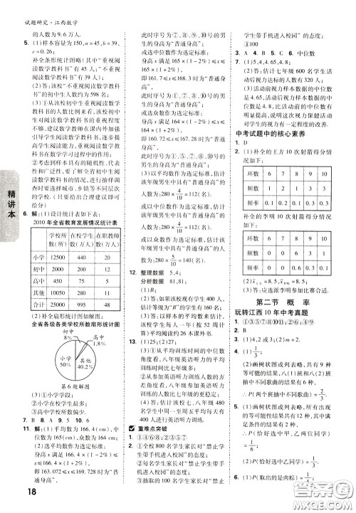 2020年万唯中考试题研究数学江西专版精讲本参考答案