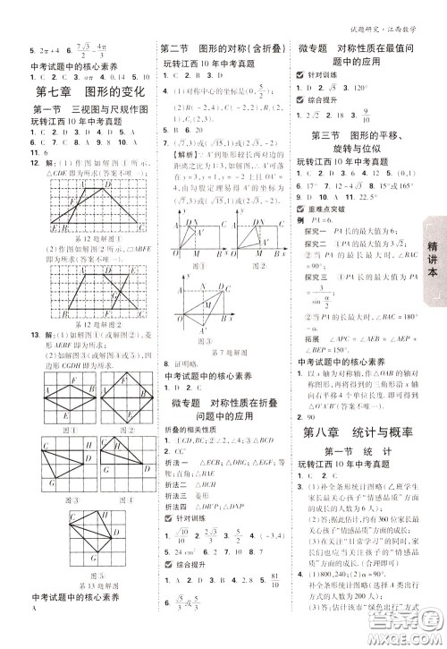 2020年万唯中考试题研究数学江西专版精讲本参考答案