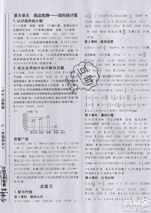 2020春全科王同步课时练习六年级数学下册青岛版答案