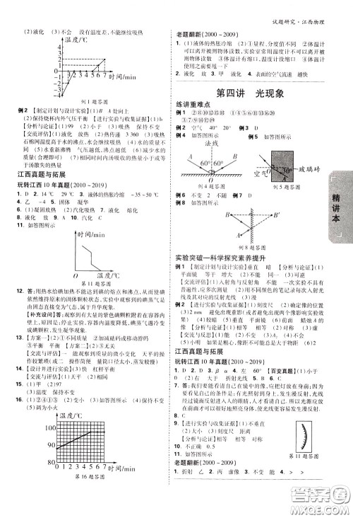 2020年万唯中考试题研究物理江西专版精讲本参考答案