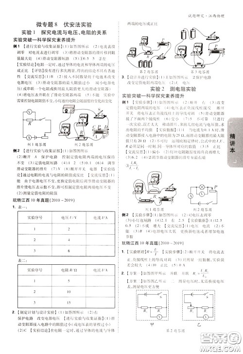 2020年万唯中考试题研究物理江西专版精讲本参考答案