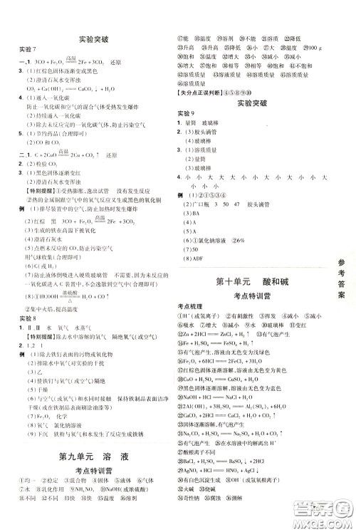 2020年万唯中考试题研究化学江西专版精讲本参考答案