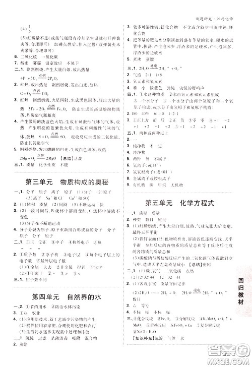 2020年万唯中考试题研究化学江西专版精讲本参考答案