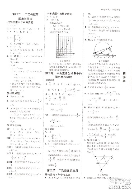 2020年万唯中考试题研究数学云南专版精讲本参考答案