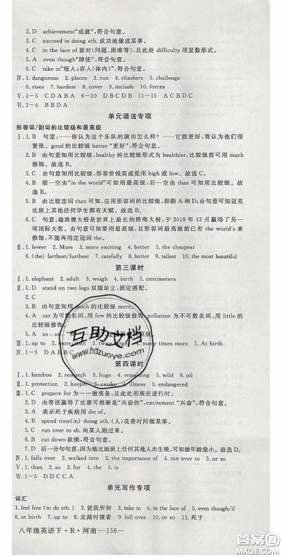 河南专用2020春优翼学练优八年级英语下册人教版答案