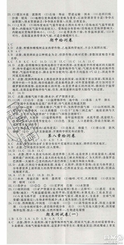 2020优翼学练优七年级地理下册湘教版答案 2020优翼学练优七年级地理下册湘教版答案