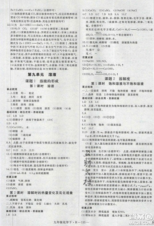 河南专用2020春优翼学练优九年级化学下册人教版答案