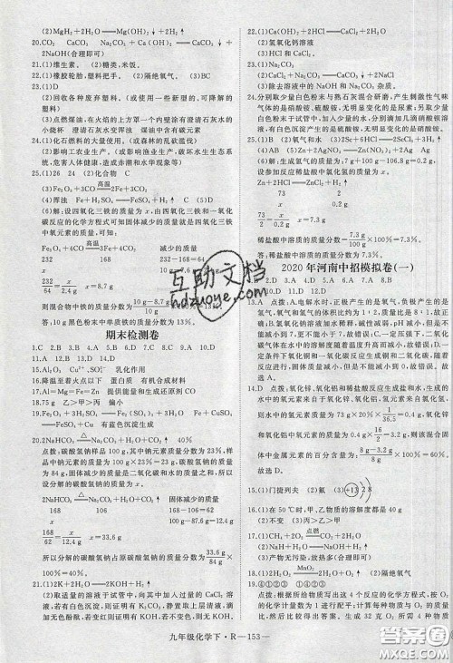 河南专用2020春优翼学练优九年级化学下册人教版答案