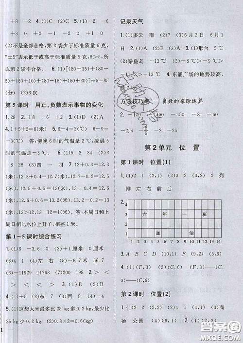 2020春梓耕书系小学题帮六年级数学下册冀教版答案