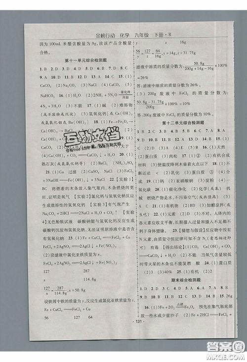 海韵图书2020年金榜行动课时导学案九年级化学下册人教版答案