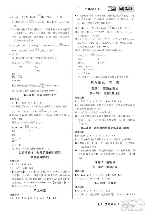 2020年支点化学九年级下册RJ版人教版江西专版参考答案 2020年支点化学九年级下册RJ版人教版江西专版参考答案