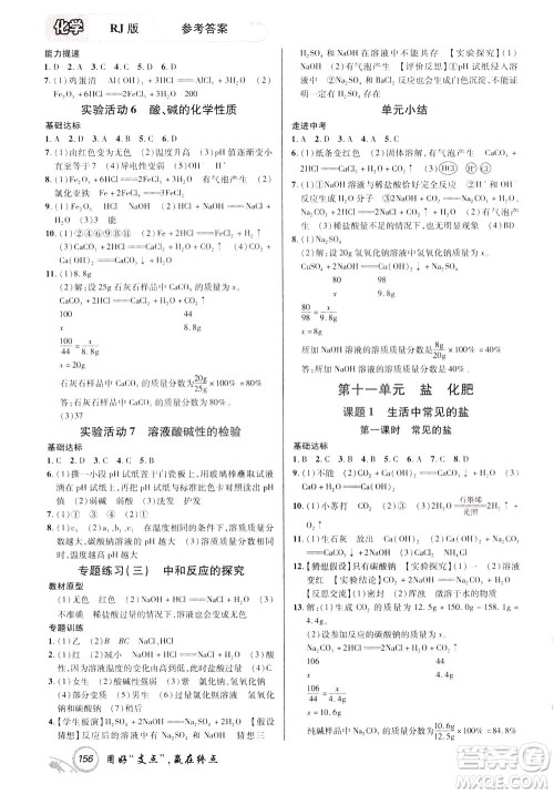 2020年支点化学九年级下册RJ版人教版江西专版参考答案