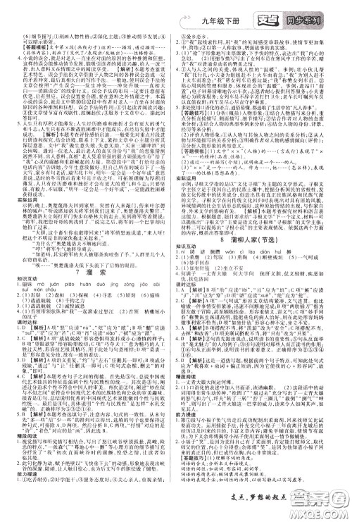 2020年支点语文九年级下册RJ版人教版江西专版参考答案