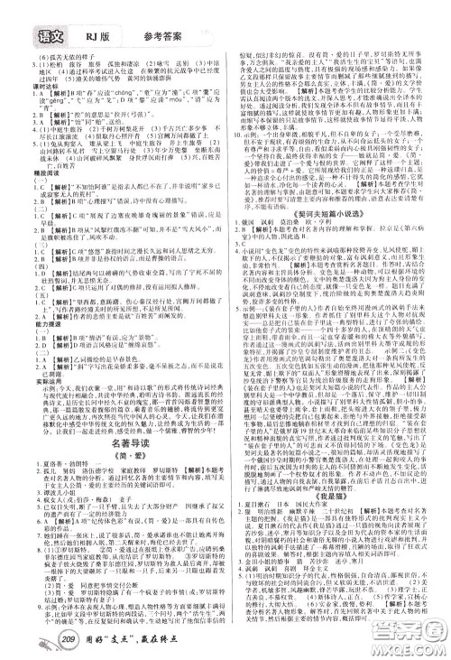 2020年支点语文九年级下册RJ版人教版江西专版参考答案