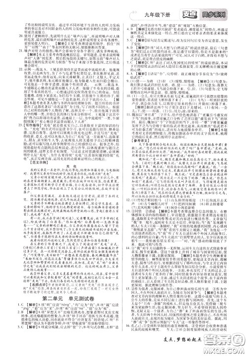 2020年支点语文九年级下册RJ版人教版江西专版参考答案