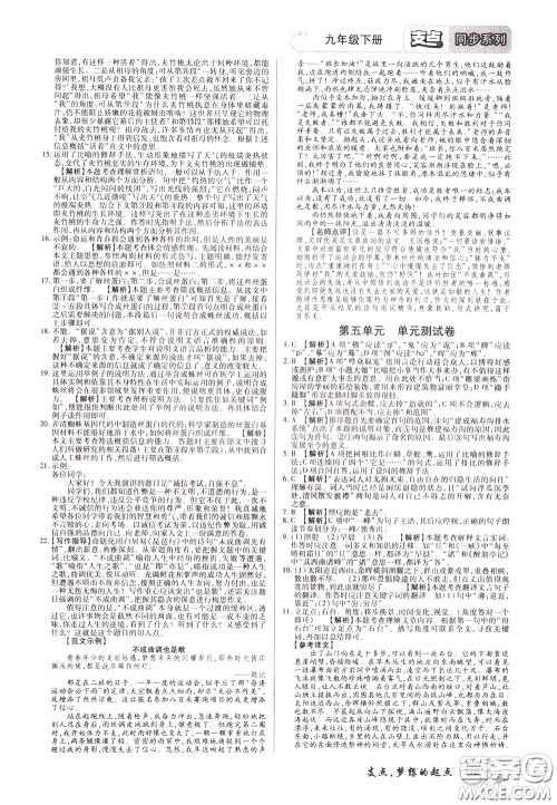 2020年支点语文九年级下册RJ版人教版江西专版参考答案