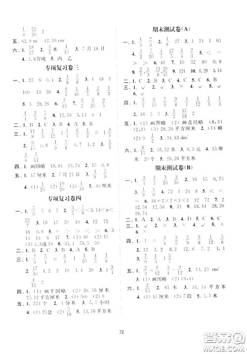 2020年课时金练数学五年级下册江苏版参考答案