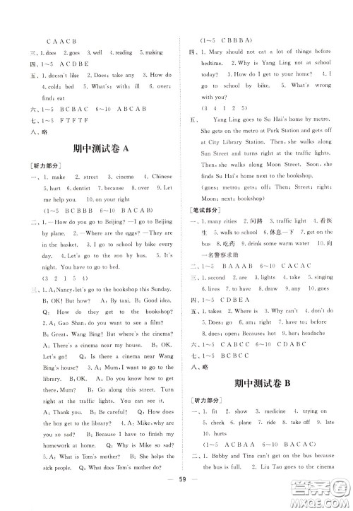 2020年课时金练英语五年级下册江苏版参考答案