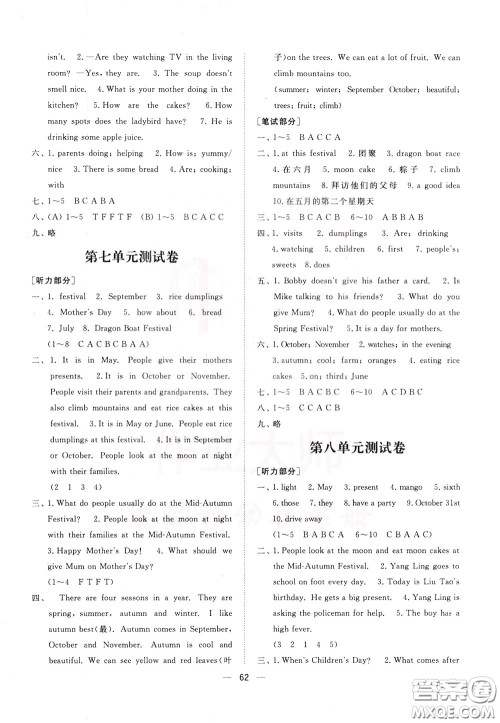 2020年课时金练英语五年级下册江苏版参考答案