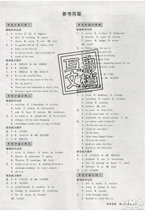 2020春全品大讲堂初中英语七年级下册译林牛津版参考答案
