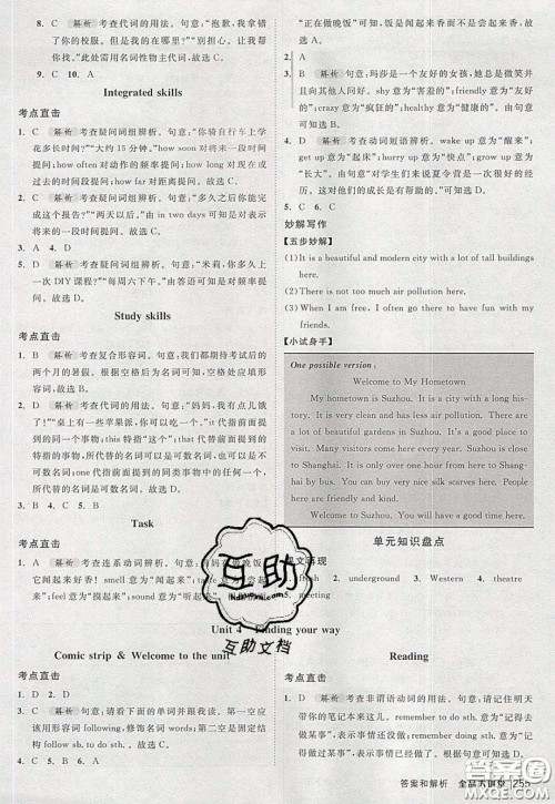 2020春全品大讲堂初中英语七年级下册译林牛津版参考答案