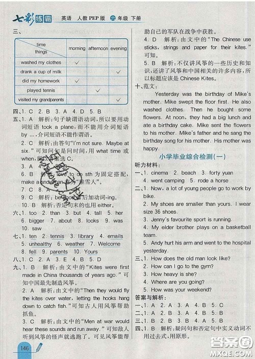 河北教育出版社2020新版七彩练霸六年级英语下册人教版答案 河北教育出版社2020新版七彩练霸六年级英语下册人教版答案