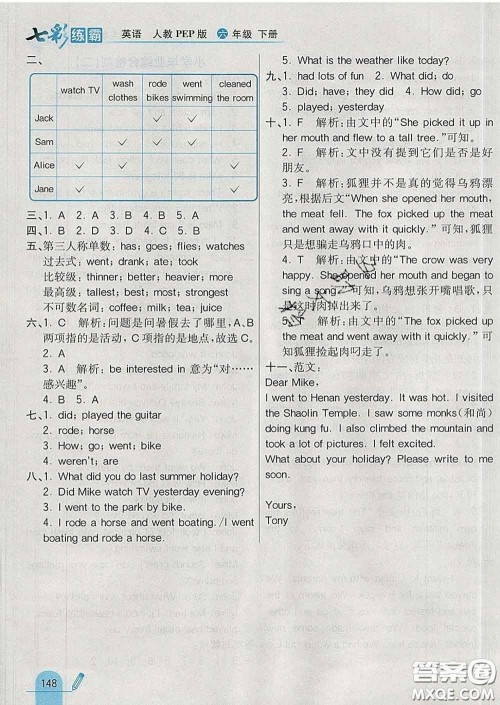 河北教育出版社2020新版七彩练霸六年级英语下册人教版答案 河北教育出版社2020新版七彩练霸六年级英语下册人教版答案