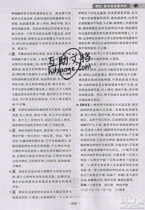 世纪金榜2020新版金榜大讲堂七年级下册生物人教版RJ参考答案