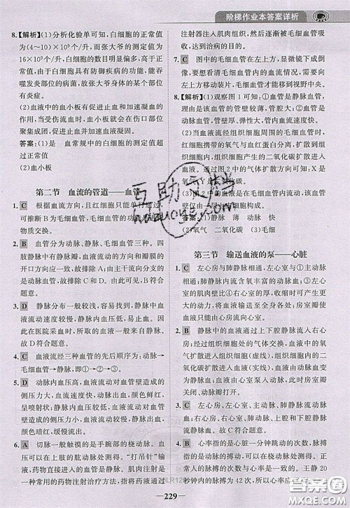 世纪金榜2020新版金榜大讲堂七年级下册生物人教版RJ参考答案